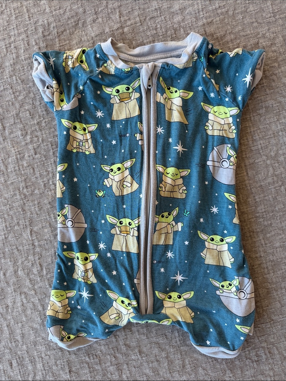 Little Sleepies Blue-Green 'Grogu' Zippered Shorty